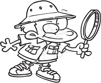 Royalty Free Clipart Image of a Young Archaeologist