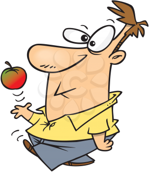 Royalty Free Clipart Image of a Man Tossing an Apple