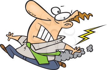 Royalty Free Clipart Image of a Man Being Chased By Lightning