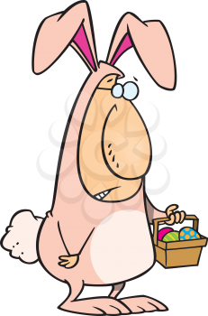 Royalty Free Clipart Image of a Man in a Bunny Suit