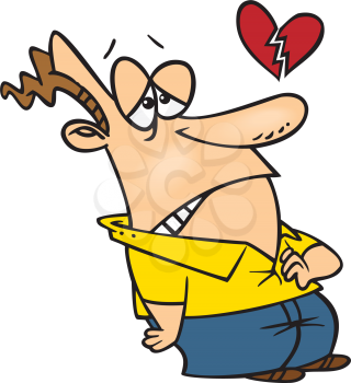 Royalty Free Clipart Image of a Man With a Broken Heart