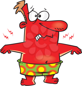 Royalty Free Clipart Image of a Sunburned Man
