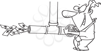 Royalty Free Clipart Image of a Money Getting Money From a Pipe