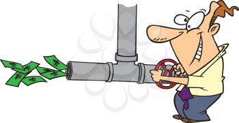Royalty Free Clipart Image of a Money Getting Money From a Pipe