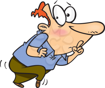 Royalty Free Clipart Image of a Man Tiptoeing Quietly