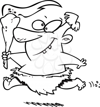 Royalty Free Clipart Image of a Caveman With a Torch