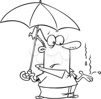 Royalty Free Clipart Image of a Man Holding an Umbrella