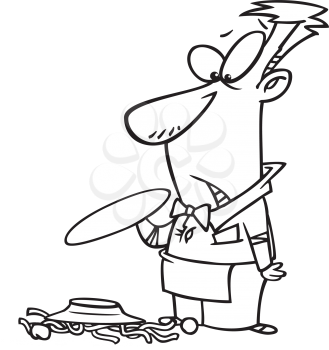 Royalty Free Clipart Image of a Clumsy Waiter