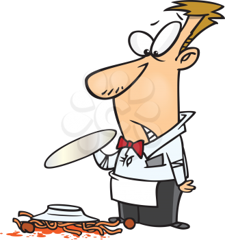 Royalty Free Clipart Image of a Clumsy Waiter