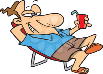 Royalty Free Clipart Image of a Man Relaxing With a Cold Drink