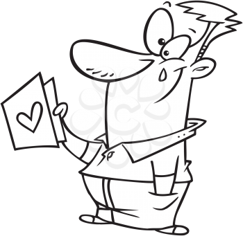 Royalty Free Clipart Image of a Dad Holding a Card