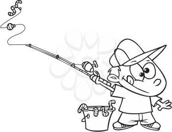 Royalty Free Clipart Image of a Boy Fishing