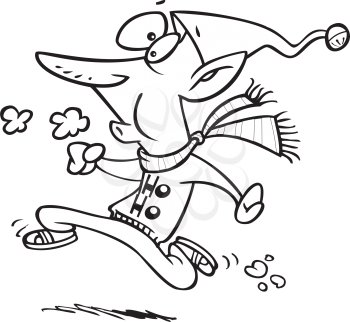 Royalty Free Clipart Image of an Elf Running