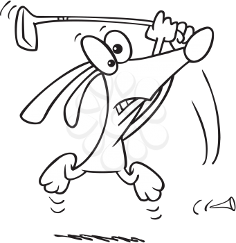 Royalty Free Clipart Image of a Dog Golfing