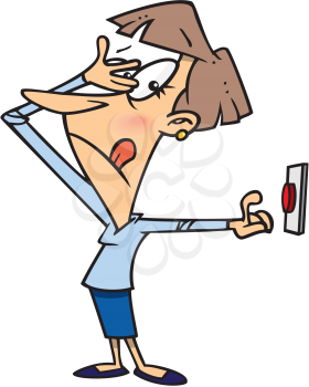 Royalty Free Clipart Image of a Woman About to Push a Button
