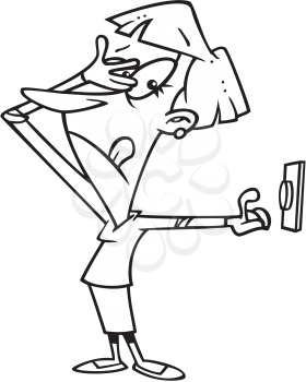 Royalty Free Clipart Image of a Woman About to Push a Button