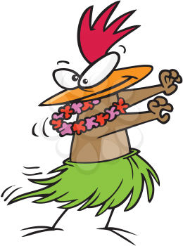 Royalty Free Clipart Image of a Chicken Hulu Dancing