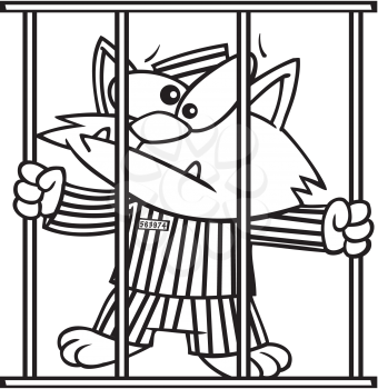 Royalty Free Clipart Image of a Jailed Cat