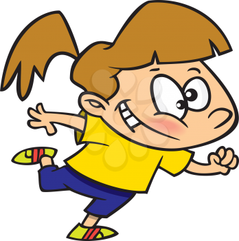 Royalty Free Clipart Image of a Girl With One Leg up Behind Her