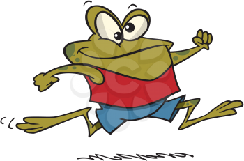 Royalty Free Clipart Image of  a Frog Jogging