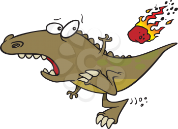 Royalty Free Clipart Image of a Meteor Flying Towards an Alligator