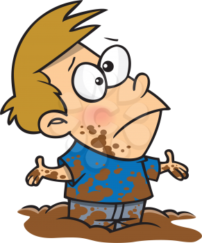 Royalty Free Clipart Image of a Muddy Boy