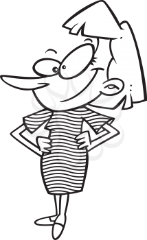 Royalty Free Clipart Image of a Woman Wearing a New Outfit
