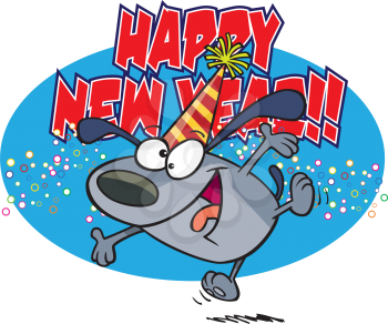 Royalty Free Clipart Image of a Happy New Year Dog