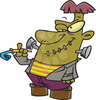 Royalty Free Clipart Image of a Man in a Frankenstein Costume