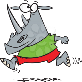 Royalty Free Clipart Image of a Rhino Jogging