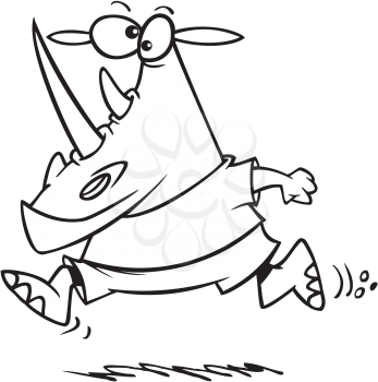 Royalty Free Clipart Image of a Rhino Jogging