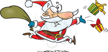 Royalty Free Clipart Image of Santa With His Sack and Presents