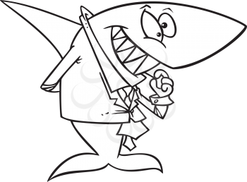 Royalty Free Clipart Image of a Shark in a Suit