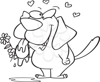 Royalty Free Clipart Image of a Lovesick Dog