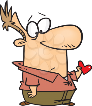 Royalty Free Clipart Image of a Man With a Small Heart