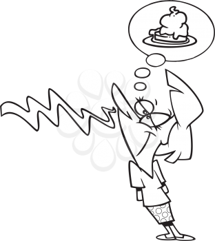 Royalty Free Clipart Image of a Woman Smelling Pie Baking