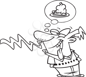 Royalty Free Clipart Image of a Man Smelling Pie Baking