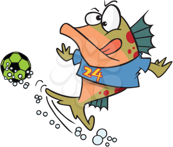 Royalty Free Clipart Image of a Fish Playing Soccer