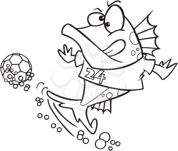 Royalty Free Clipart Image of a Fish Playing Soccer