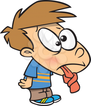 Royalty Free Clipart Image of a
Tongue Tied Boy