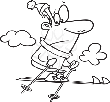 Royalty Free Clipart Image of a Skier Who Flew Too High