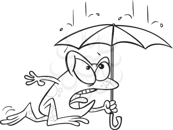 Royalty Free Clipart Image of a Frog Holding an Umbrella