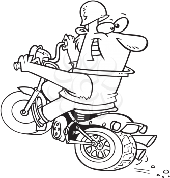 Royalty Free Clipart Image of a Man Riding a Motorcycle