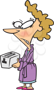 Royalty Free Clipart Image of a Woman With a Toaster
