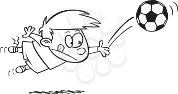 Royalty Free Clipart Image of a Little Soccer Goalie Making a Save