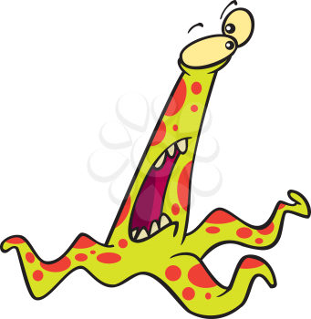 Royalty Free Clipart Image of a Frightened Octopus