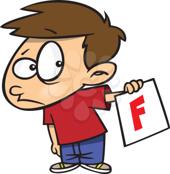 Royalty Free Clipart Image of a Little Boy With an F on His Report Card