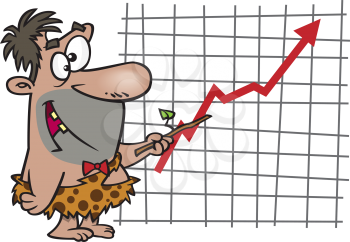 Royalty Free Clipart Image of a Caveman With a Chart