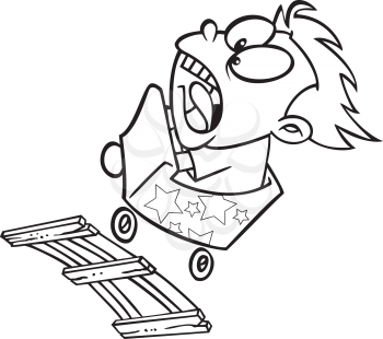 Royalty Free Clipart Image of a Screaming Child on a Roller Coaster