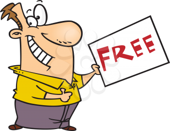 Royalty Free Clipart Image of a Guy Holding a Free Sign